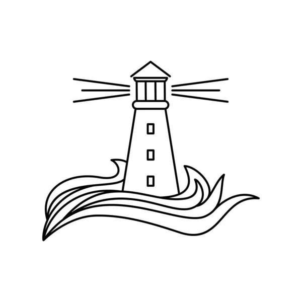 Leuchtturm Design Zeichen Und Symbol Des Nautischen Turmbaus — Stockvektor