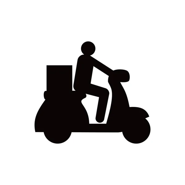 Diseño Del Icono Envío Hombre Unidad Scooter Llevar Paquete Express — Vector de stock