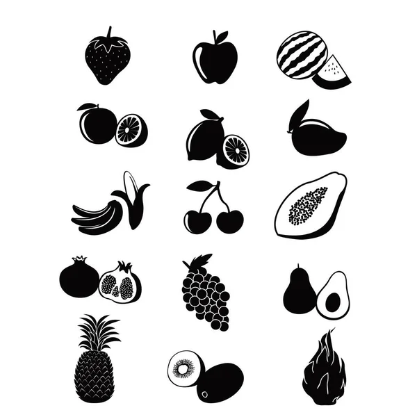 Set Fruits Icon Design Fresh Food Sign Symbol — Stock Vector