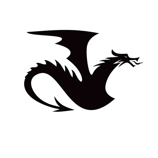 Dragon Head Silhouette Design Mythology Creature Sign Symbol — Vettoriale Stock