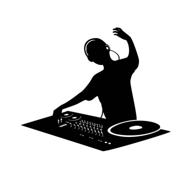 Disc Jockey silhouette design. entertainer man in party and club. nightlife sign and symbol.