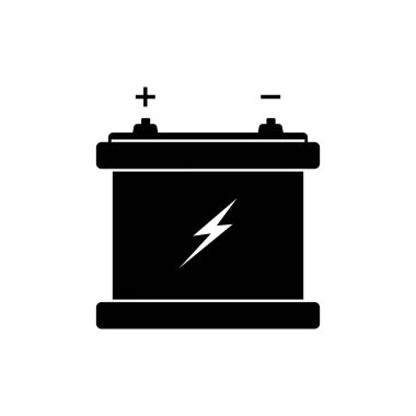 Araba aküsü ikonu tasarımı. elektrik enerjisi şarjı.