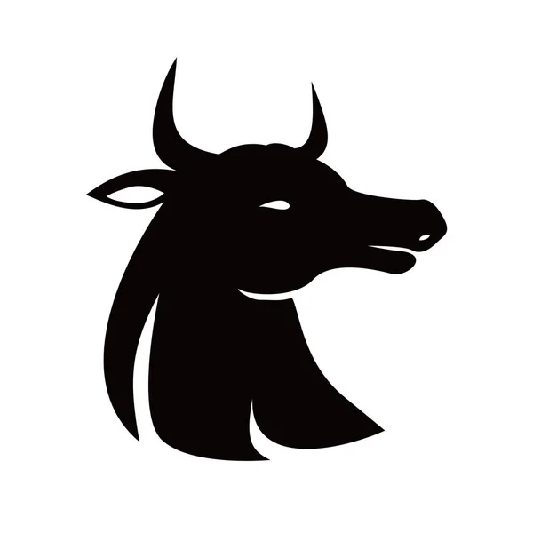 Schwarzer Bulle Silhouette Design Wilde Büffel Zeichen Und Symbol — Stockvektor