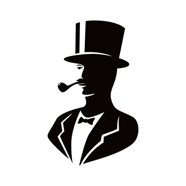 Modelo Logotipo Cavalheiro Homem Com Chapéu Silhueta Sinal Símbolo Vetor —  Vetores de Stock