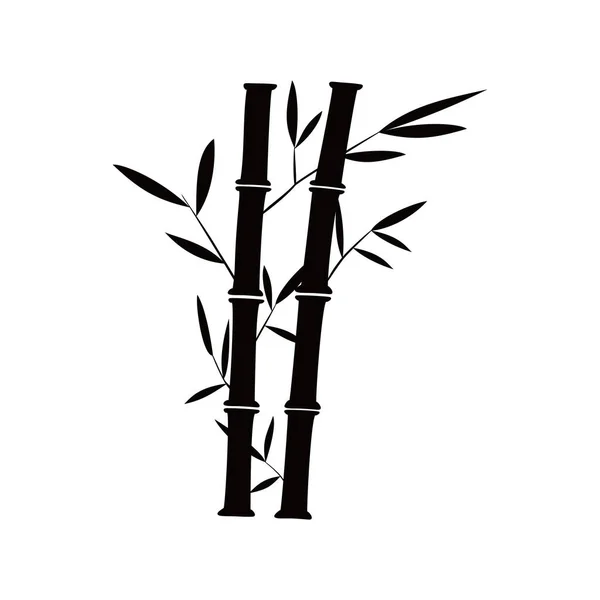 Design Silhouette Bambù Decorazione Tradizionale Asiatica Segno Simbolo Dell Albero — Vettoriale Stock