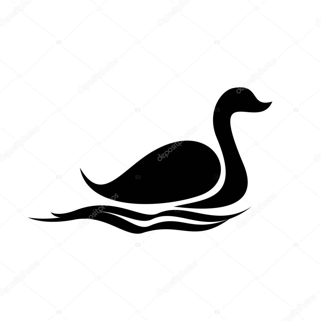 Swan silhouette design. beautiful animal sign and symbol.