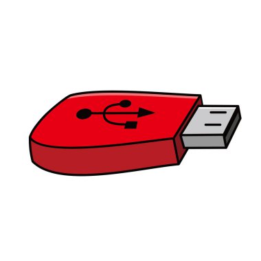 USB flash disk tasarımı çizimi. Silinebilen bellek aygıtı işareti ve sembolü.