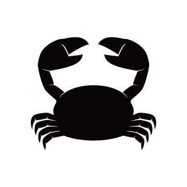 Yengeç silueti tasarımı. Deniz hayvanı işareti ve sembolü