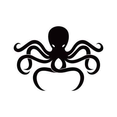 ahtapot silueti tasarımı. dokunaçlı ve sembollü bir deniz hayvanı..