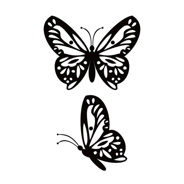 Иллюстрация Вектора Дизайна Силуэта Бабочки Знак Насекомого Использование Символа Украшения — стоковый вектор