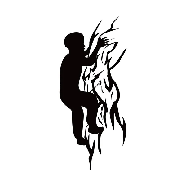 Дизайн Силуэта Альпиниста Приключение Человек Знак Символ — стоковый вектор