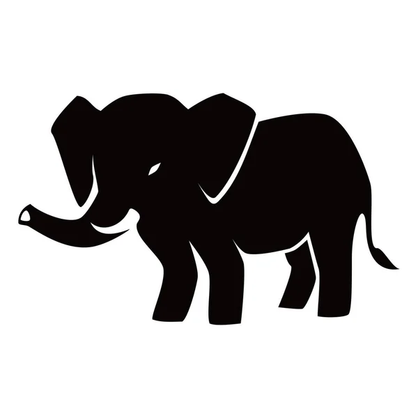 黑色大象的轮廓设计 非洲动物标志和符号 — 图库矢量图片
