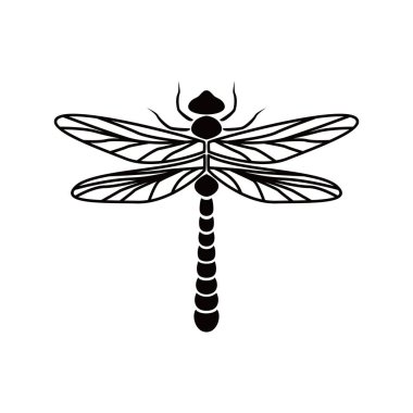 Yusufçuk silueti. güzel böcek işareti ve sembolü.