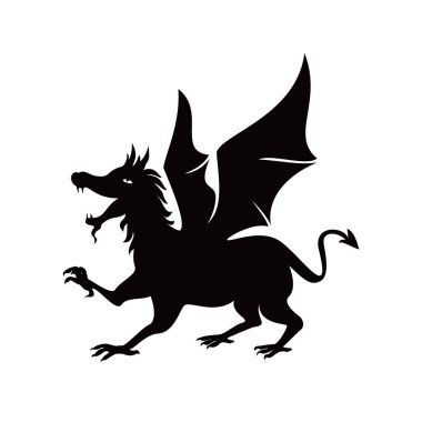 ejderha silueti logo şablonu vektör çizimi.