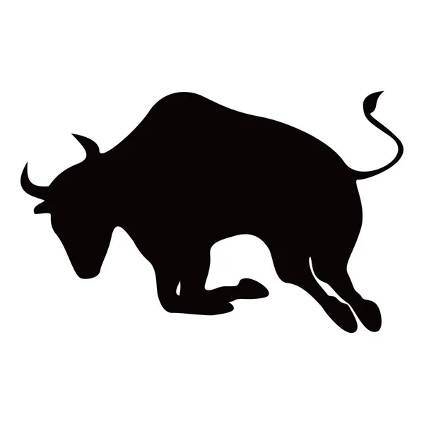 Svart Tjur Siluett Logotyp Design Wild Buffel Tecken Och Symbol — Stock vektor