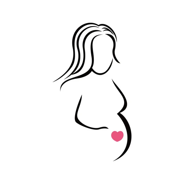 Schwangere Silhouette Design Zeile Frau Und Baby Zeichen Und Symbol — Stockvektor