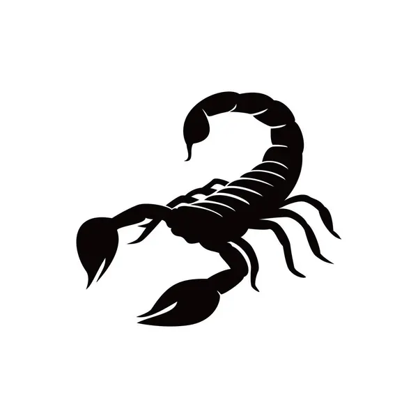 Projekt Czarnej Sylwetki Skorpiona Niebezpieczny Znak Symbol Zwierzęcia — Wektor stockowy