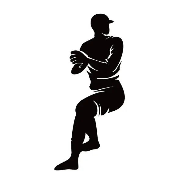 Krug Silhouette Design Zeichen Und Symbol Eines Baseballspielers lizenzfreie Stockillustrationen