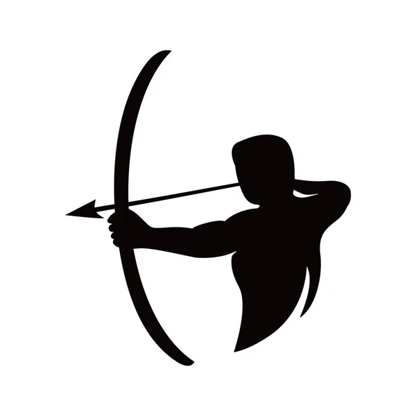 Дизайн Иконки Лучника Силуэта Человек Стрелка Знак Символ Векторная Иллюстрация Стоковый вектор