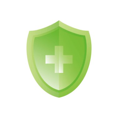 Tıbbi kalkan ikonu tasarımı. Virüs koruma kavramı işareti ve sembolü.