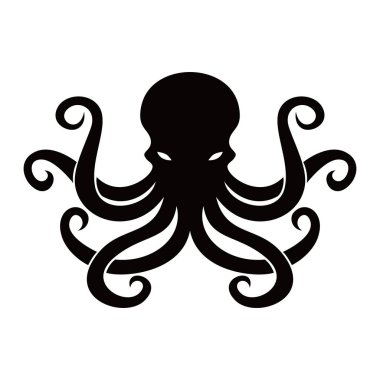 ahtapot silueti tasarımı. dokunaçlı ve sembollü bir deniz hayvanı..