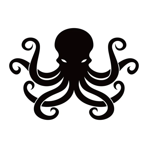 Дизайн Силуэта Осьминога Морское Животное Знаком Щупальца Символом Векторная Графика