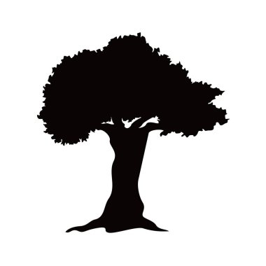 Ağaç silueti tasarımı. Doğa logosu, işaret ve sembol.