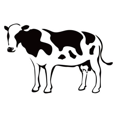 Süt ineği silueti tasarımı. çiftlik hayvanı işareti ve sembolü.