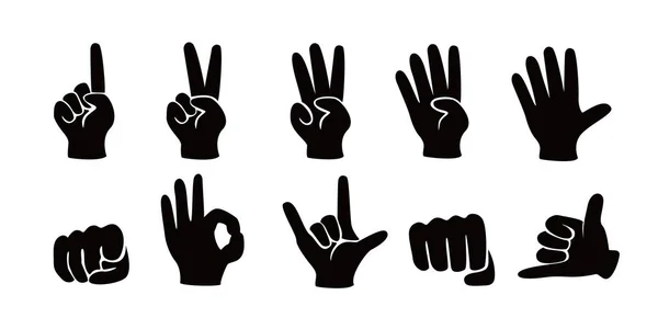 Geste Hand Silhouette Design Finger Menschliches Zeichen Und Symbol lizenzfreie Stockvektoren