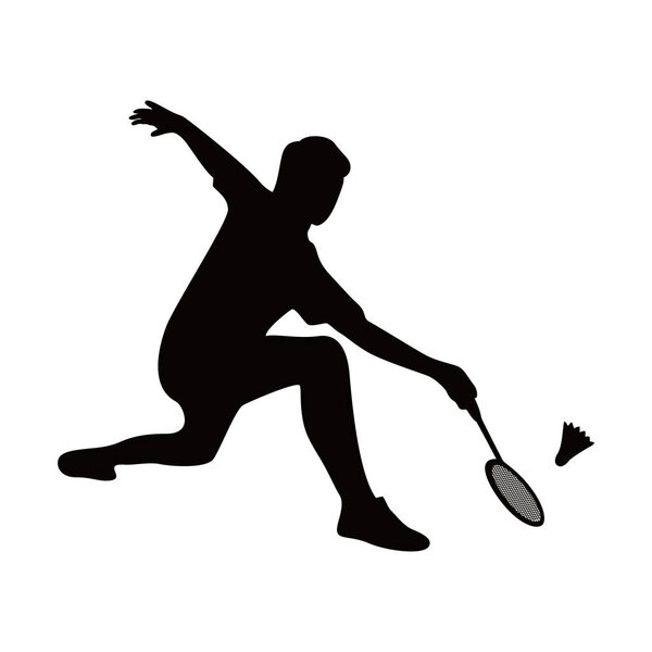 Badminton player silhouette design. sport sign and symbol.