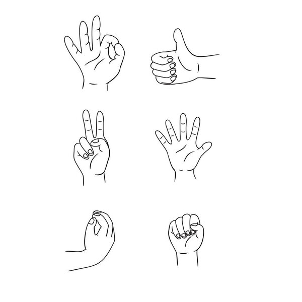 set of gesture hand silhouette design. fingers human sign and symbol.