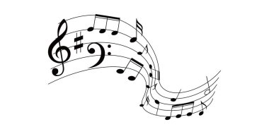 Müzik notası vektör illüstrasyonu. müzik işareti ve sembol.