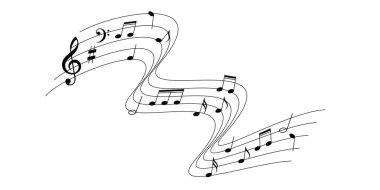 Müzik notası vektör illüstrasyonu. müzik işareti ve sembol.