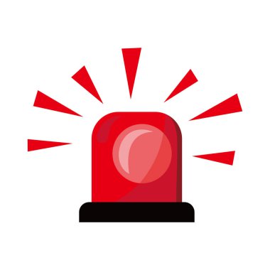 düz siren vektör çizimi. kırmızı acil lamba işareti ve sembol.