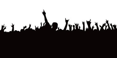 audience concert silhouette. people crowd in festival icon, sign and symbol.