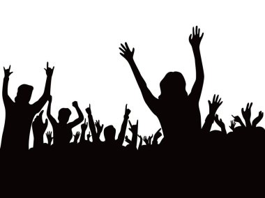 audience concert silhouette. people crowd in festival icon, sign and symbol.