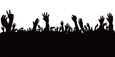 audience concert silhouette. people crowd in festival icon, sign and symbol.