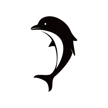 Yunus silueti tasarımı. Su altı hayvan işareti ve sembolü.