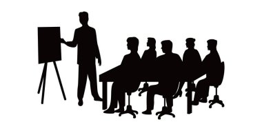 iş görüşmeleri siluet tasarımı. takım çalışması tartışması illüstrasyonu.