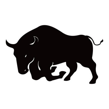 Siyah boğa silueti tasarımı. Vahşi bufalo işareti ve sembolü.