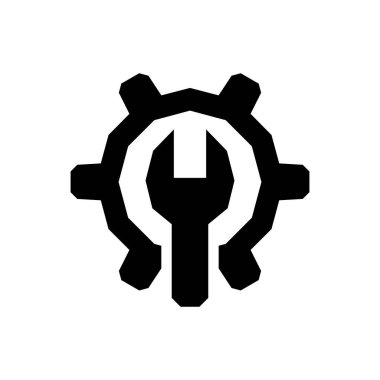 Onarım simgesi tasarımı. mekanik sistem ayarı işareti ve sembol.