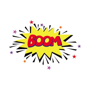 çizgi film bum metin tasarımı. ses kabarcık işareti ve sembol.