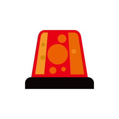 düz siren vektör çizimi. kırmızı acil lamba işareti ve sembol.