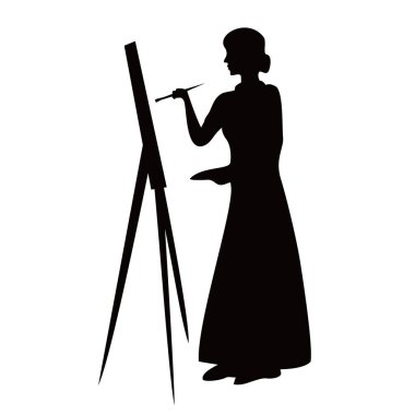 Boyacı silueti tasarımı. yaratıcı fırça resmi.