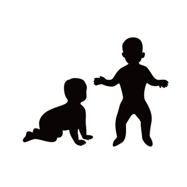 Bebek silueti dizaynı. Mutlu çocuklar imzalar ve sembol.