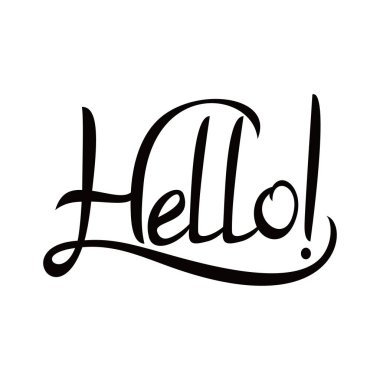 Pankart, tebrik kartı ya da duvar kağıdı için modern satıra sahip HELLO hat sanatı.