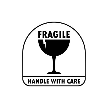 Paket için kırılgan etiket. koruma uyarısı.