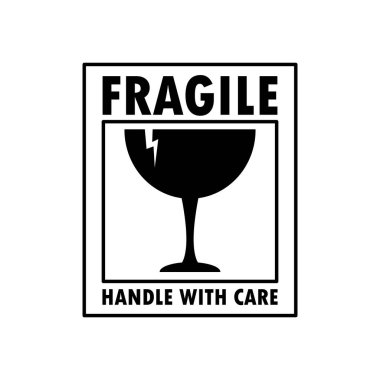 Paket için kırılgan etiket. koruma uyarısı.