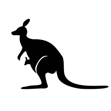 Kanguru silueti tasarımı. Avusturalya hayvan sembolü.