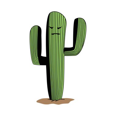 Şirin kaktüs maskotu çizgi film tasarımı.